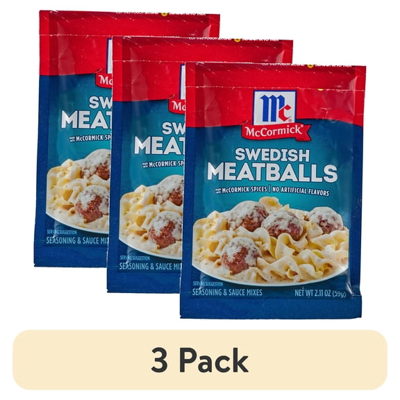 (3 pack) McCormick Swedish Meatballs Seasoning & Sauce Mixes, 2.11 oz Packet