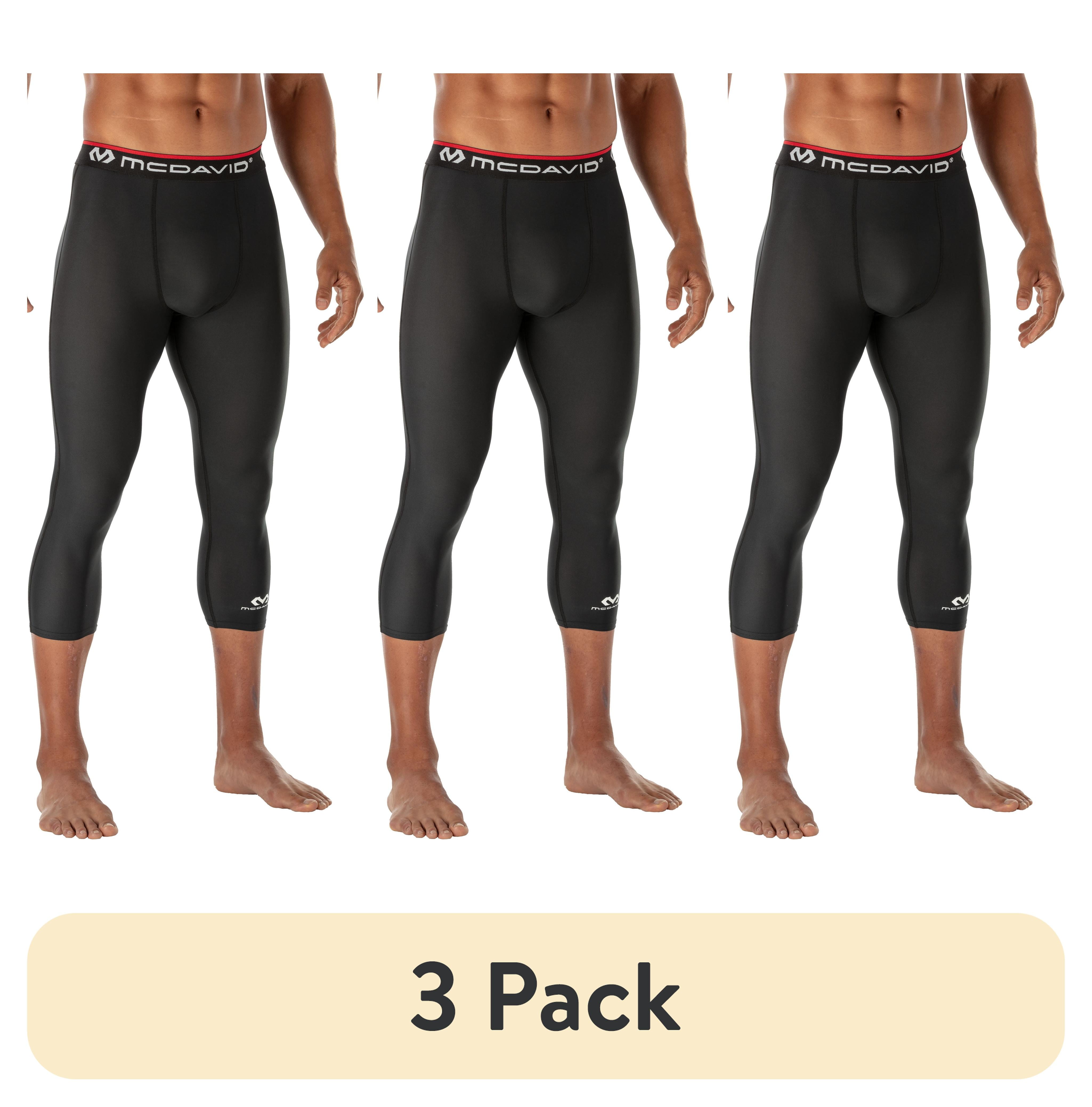 (3 pack) McDavid Sport Compression 3/4 Tight Athletic Pants, Black, Adult Small