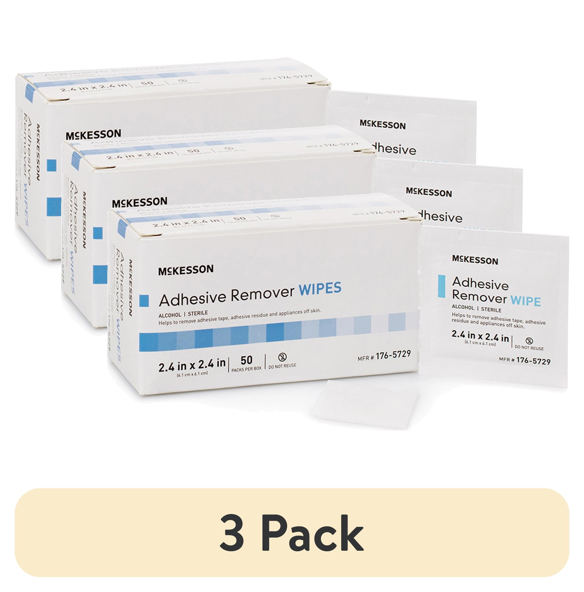 (3 pack) McKesson Adhesive Remover Wipes, Gentle Alcohol Solution, 2.4 in x 2.4 in, 50 Wipes
