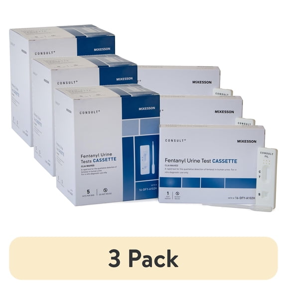 (3 pack) McKesson Fentanyl Urine Test Kit Cassette - Urinary Testing for Rapid Detection At-Home - One-Step Quick and Accurate Results - Easy-to-Read Cassette - CLIA Waived, 5 Ct