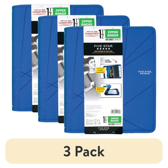 (3 pack) MeadWestvaco(R) Five-Star(R) First Gear(R) Zipper Binder Assorted Colors
