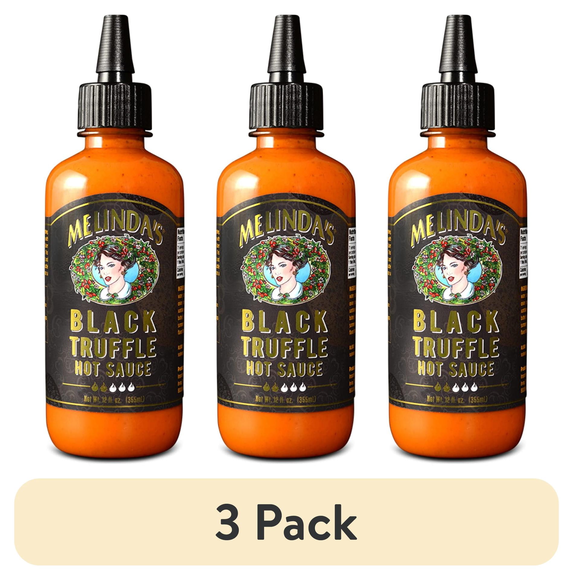 (3 pack) Melinda's Black Truffle Hot Sauce, Condiment and Sauce, 12 oz