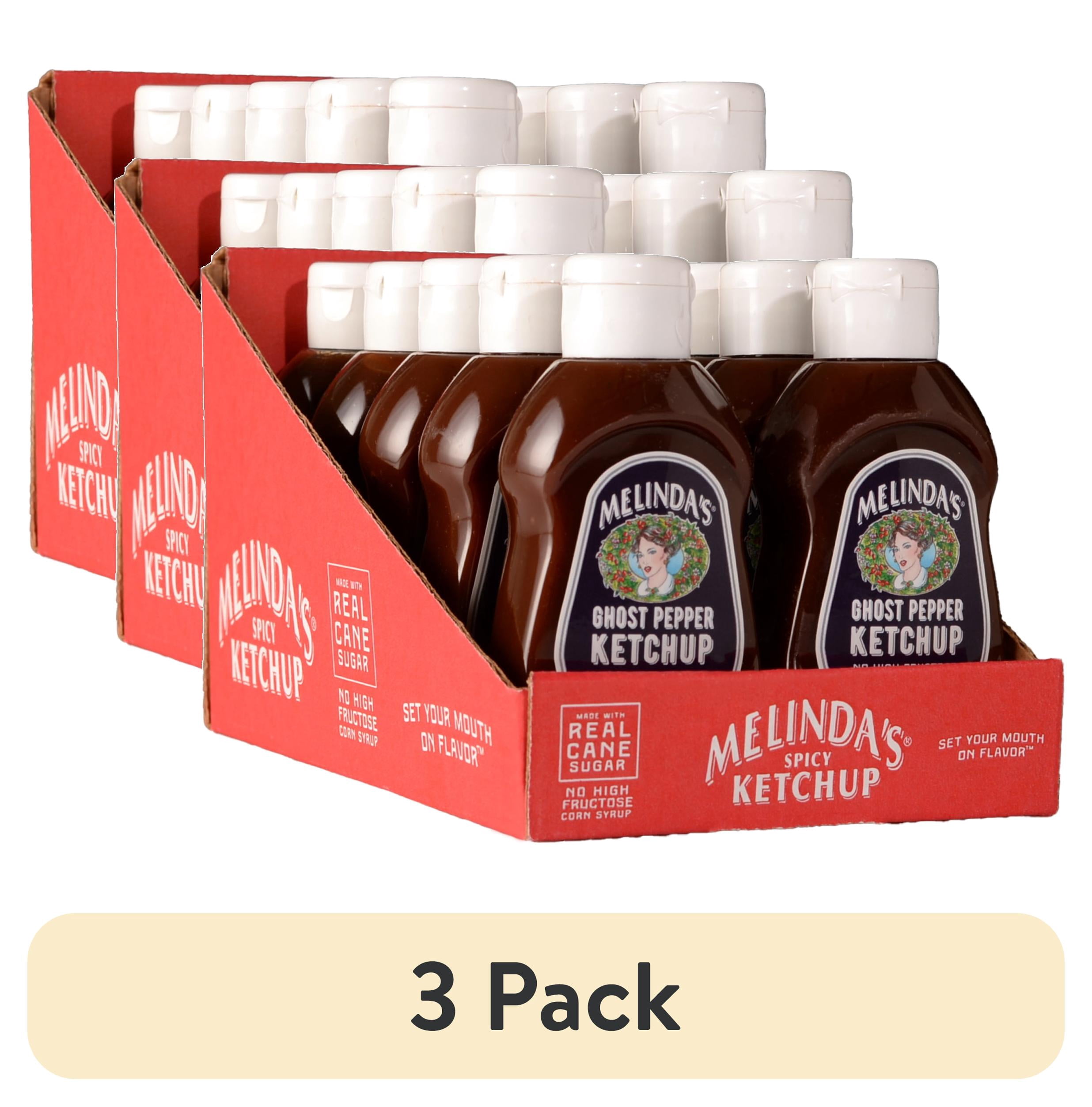 (3 pack) Melinda's Ghost Pepper Ketchup, Fiery Hot, All-Natural Ingredients
