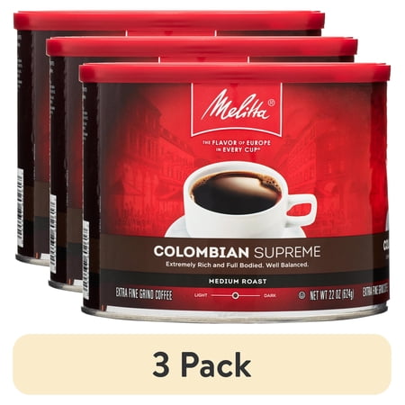 (3 pack) Melitta Colombian Supreme Ground Coffee, 22 oz