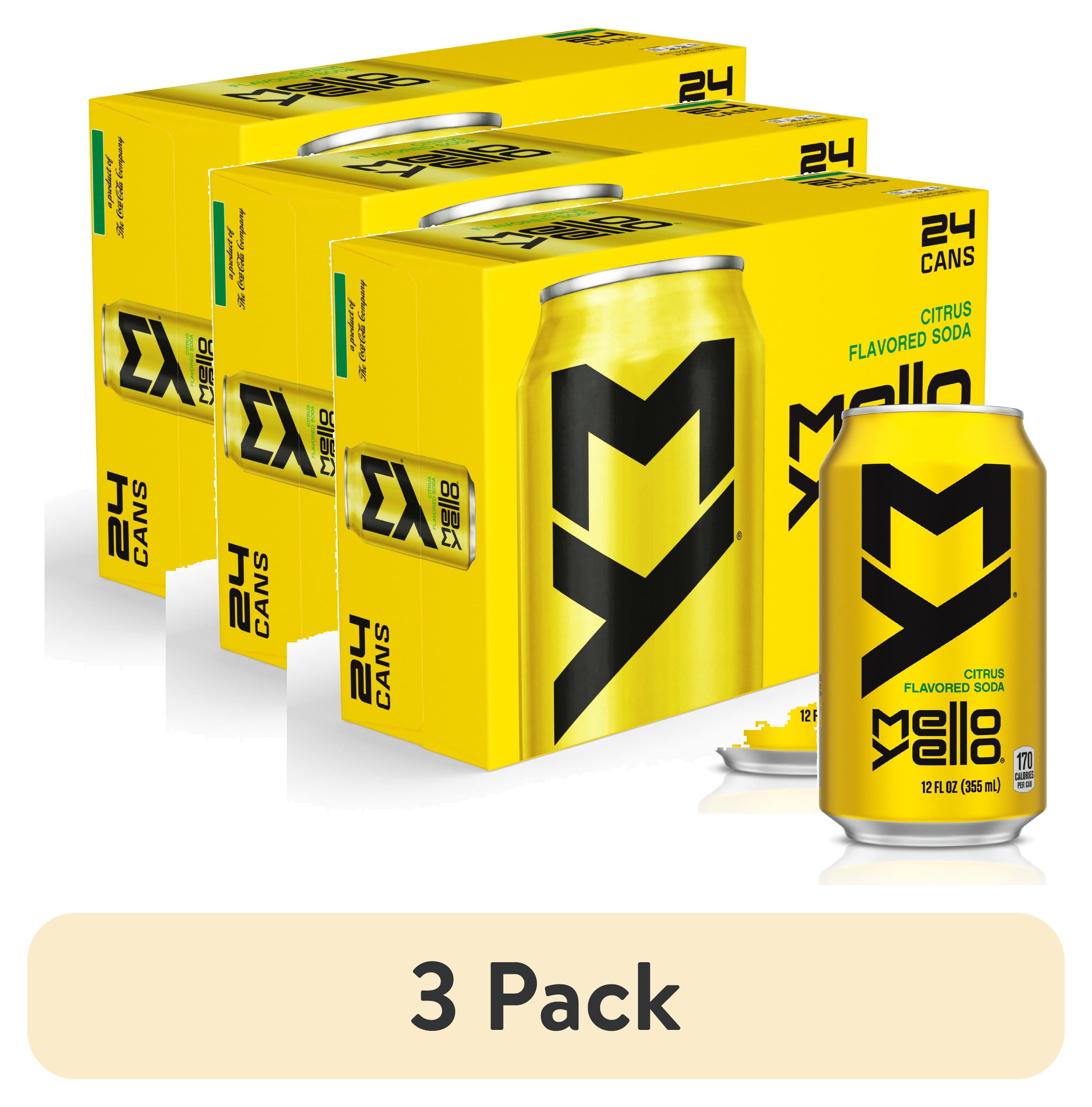 3 pack) Mello Yello Citrus Soda Pop Cans, 12 fl oz, 24 Pack