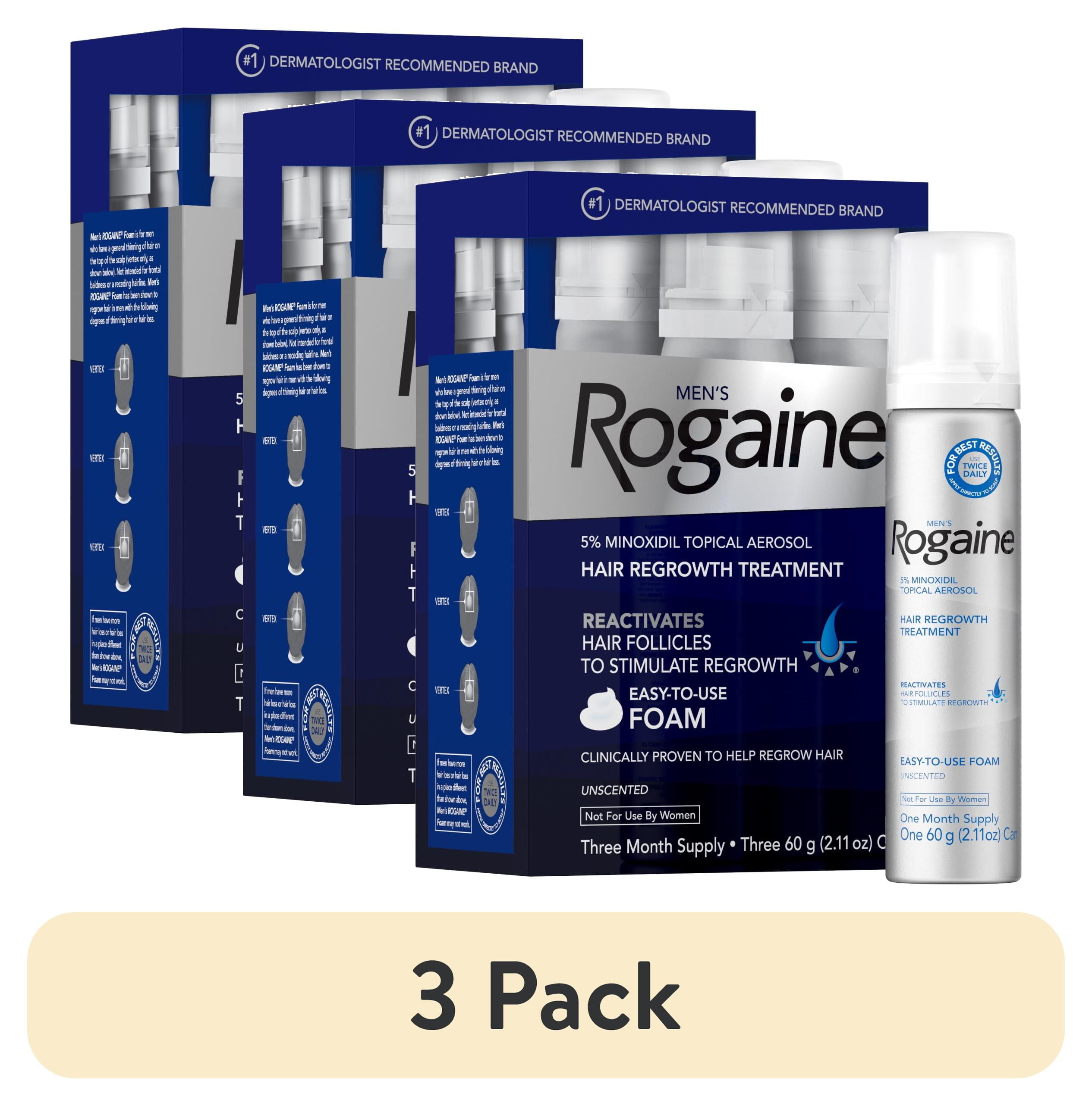 3 pack Mens Rogaine 5% Minoxidil Foam Hair Regrowth Treatment, 3-Mo Supply