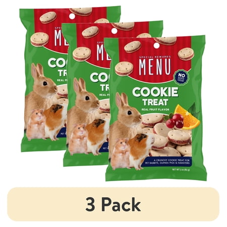 (3 pack) Menu Cookies with Cranberries Rabbit, Guinea Pig, & Hamster Treats, 3 Oz