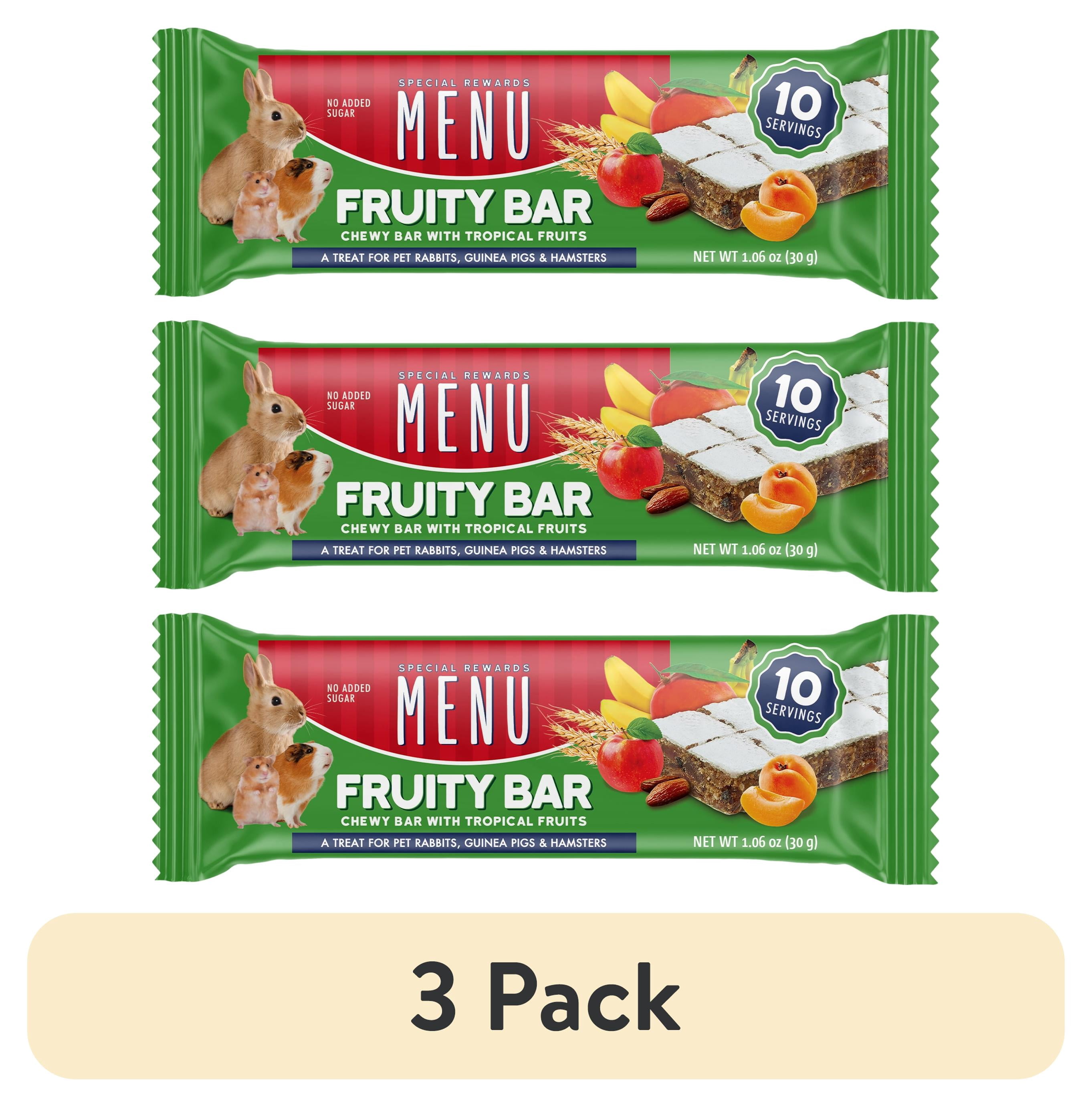 (3 pack) Menu Fruity Chew Bar for Small Pets, Tropical Fruit Flavor, Natural Snack