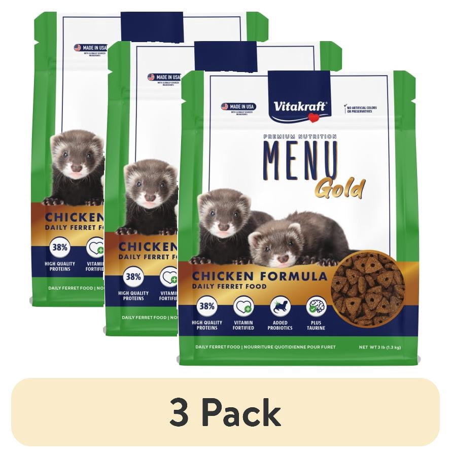 (3 pack) Menu Gold Ferret Diet, 3 lb