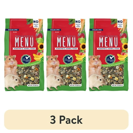 (3 pack) Vitakraft Menu Premium Hamster Food 2 lb