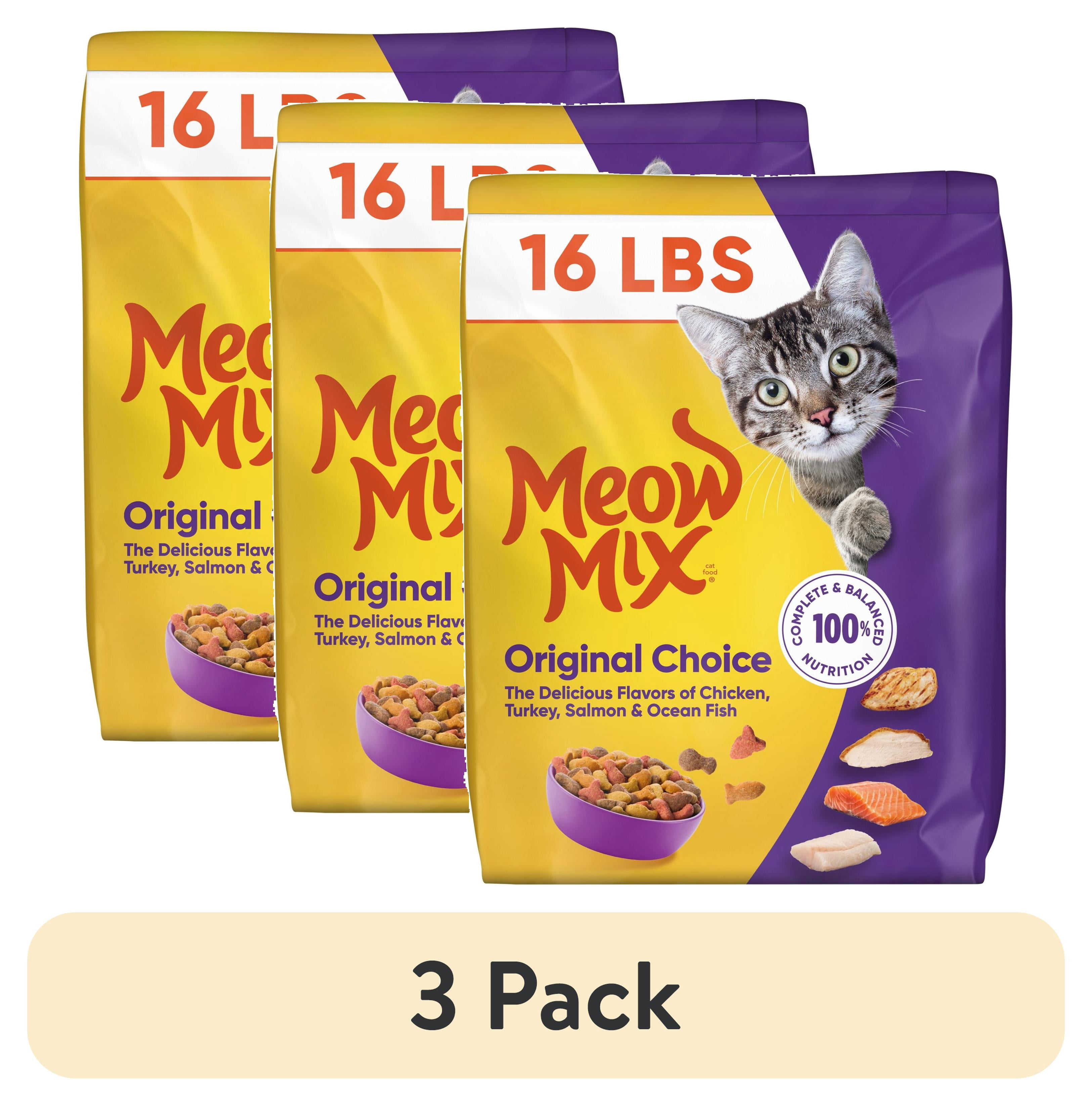 (3 pack) Meow Mix Original Choice Dry Cat Food, 16 lb. Bag