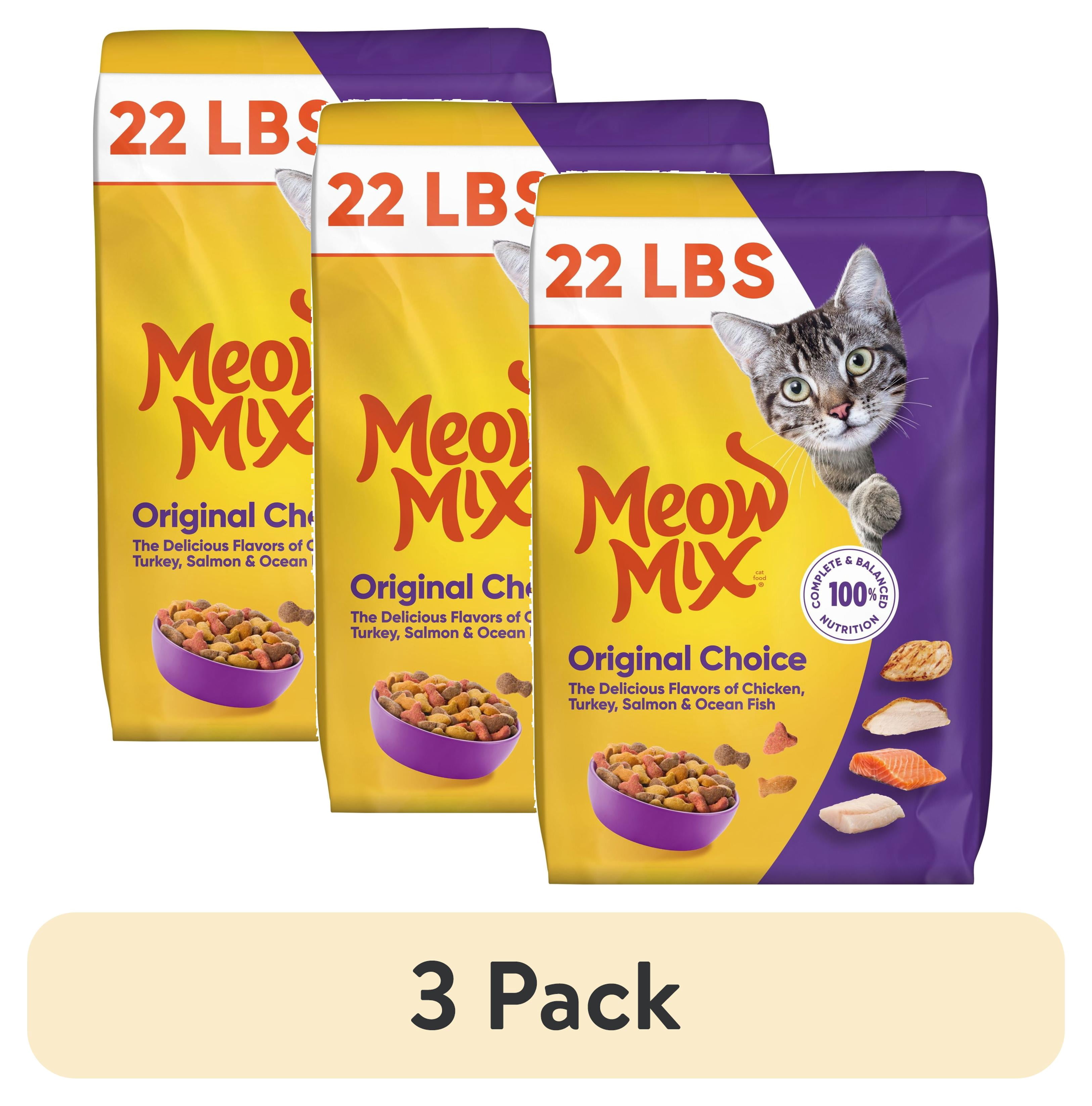 (3 pack) Meow Mix Original Choice Dry Cat Food, 22 lb Bag