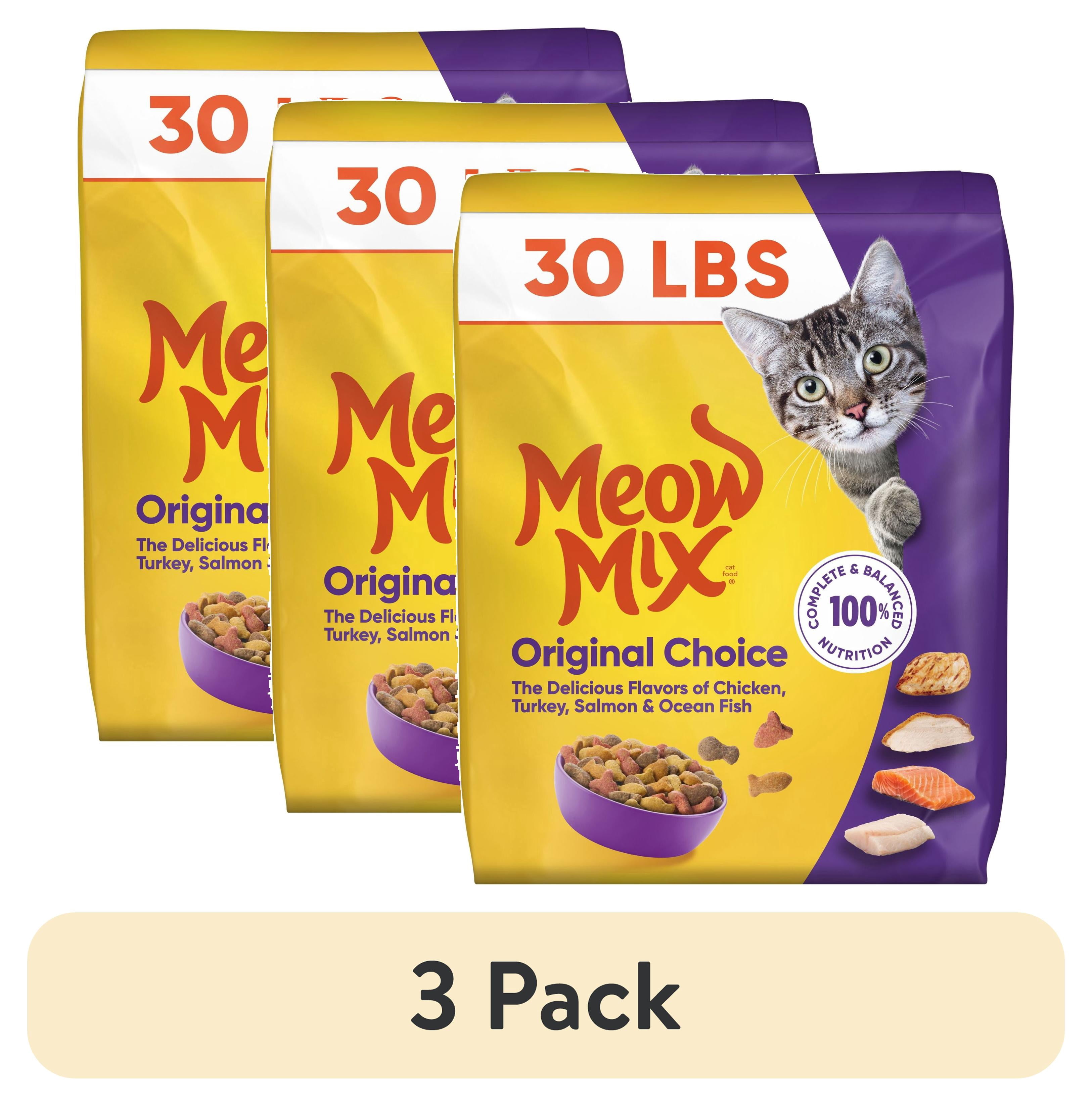 3 pack) Meow Mix Original Choice Dry Cat Food, 30 lb. Bag