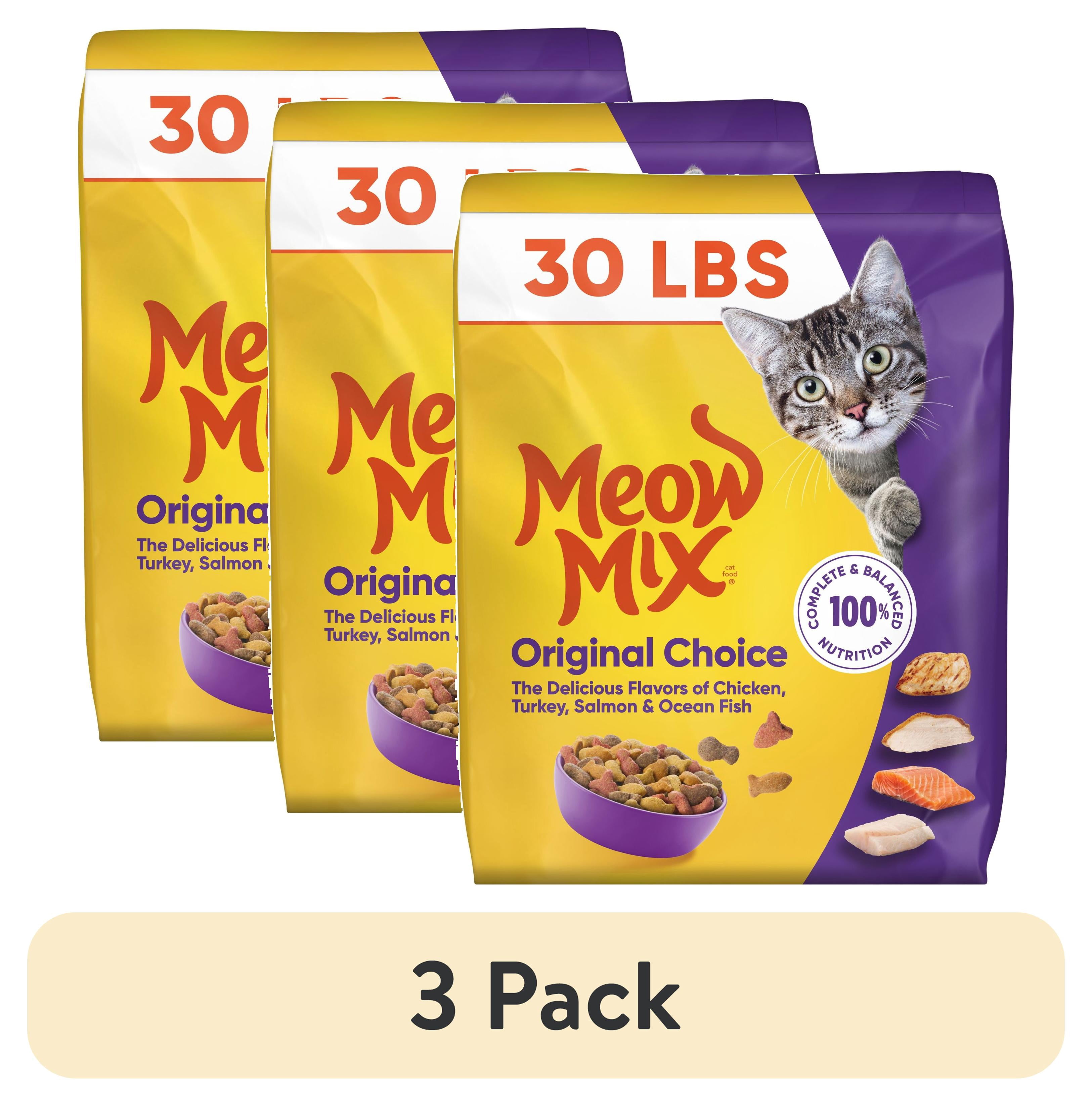 3 pack) Meow Mix Original Choice Dry Cat Food, 30 lb. Bag
