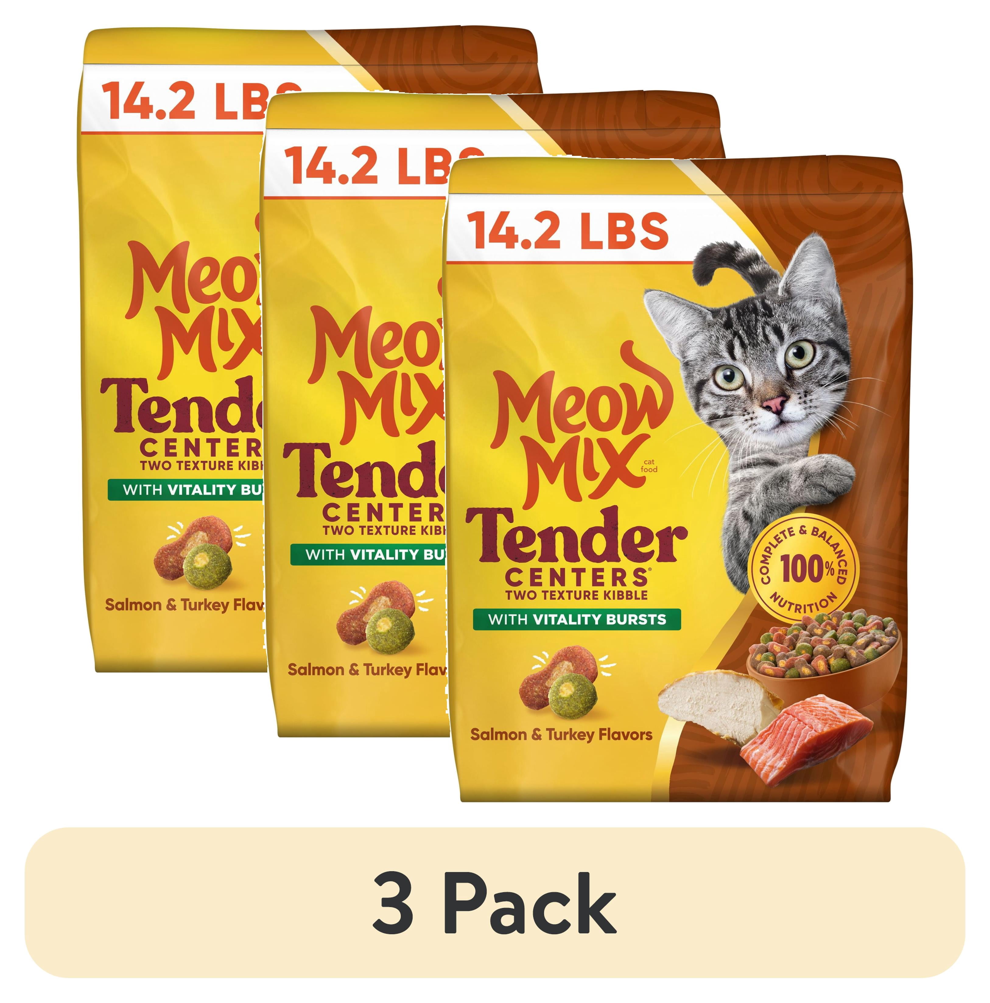 4 pack) Meow Mix Tender Centers Vitality Bursts, Salmon & Turkey