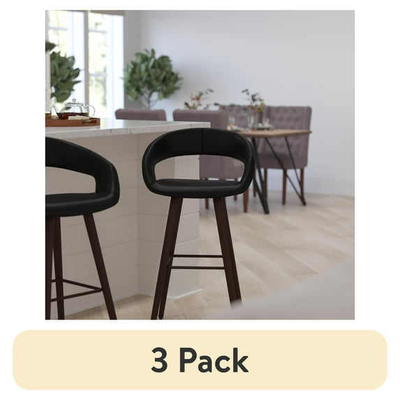 (1 pack) Merrick Lane 29 Inch Cappuccino Brown Wood Ultramodern Bar Counter Stool With Black Upholstered Seat