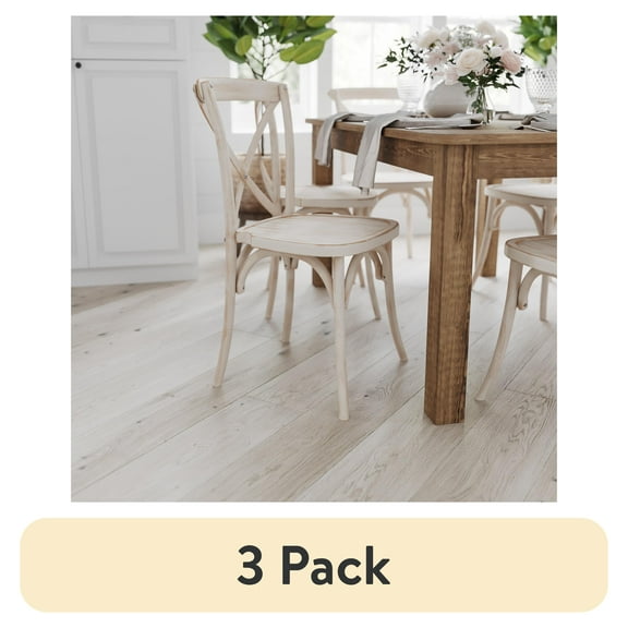 (3 pack) Merrick Lane X-Back Bistro Style Wooden High Back Dining Chair, Lime Wash