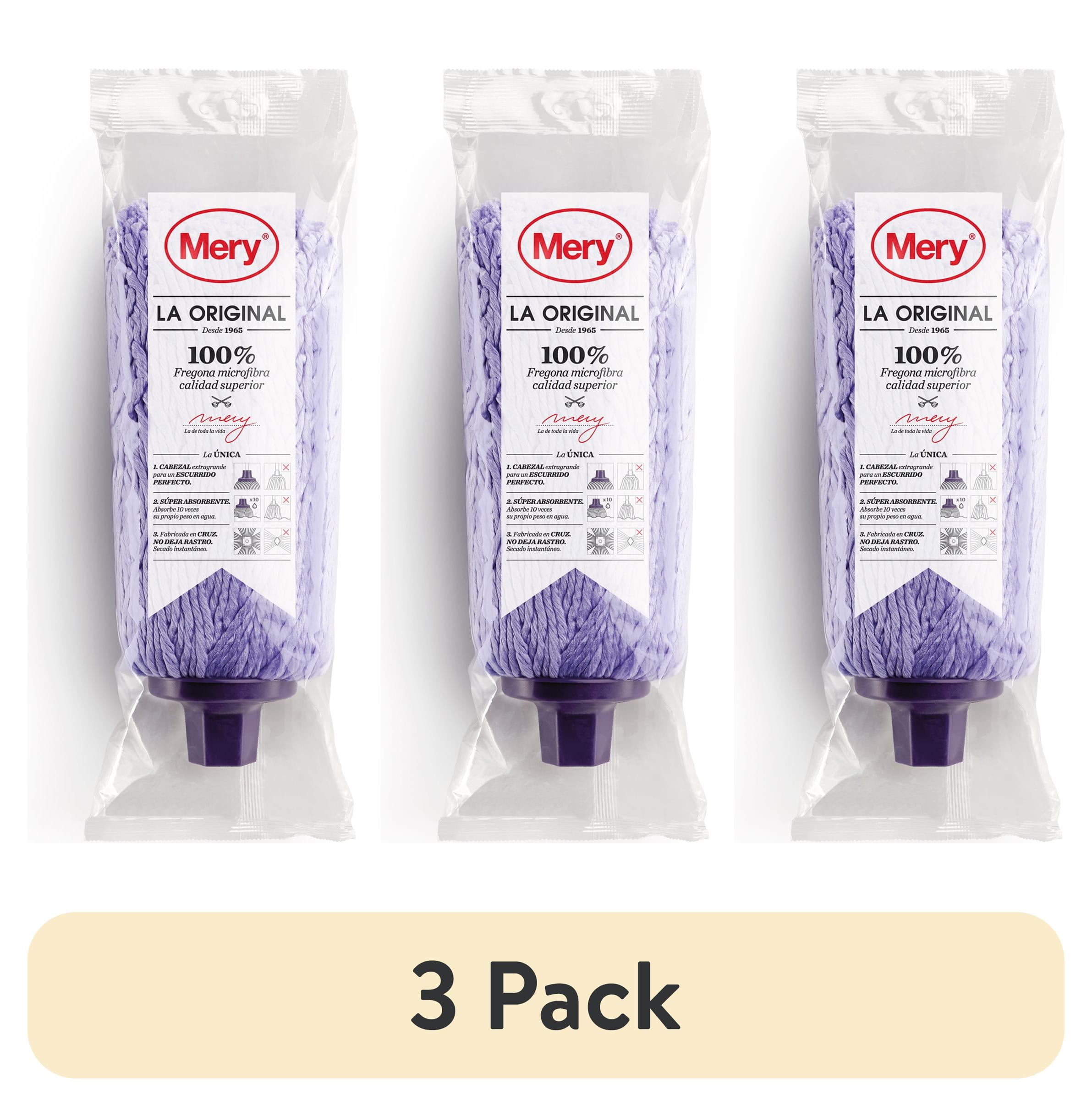 (3 pack) Mery Purple 100% Microfiber Screw-on Mop Head