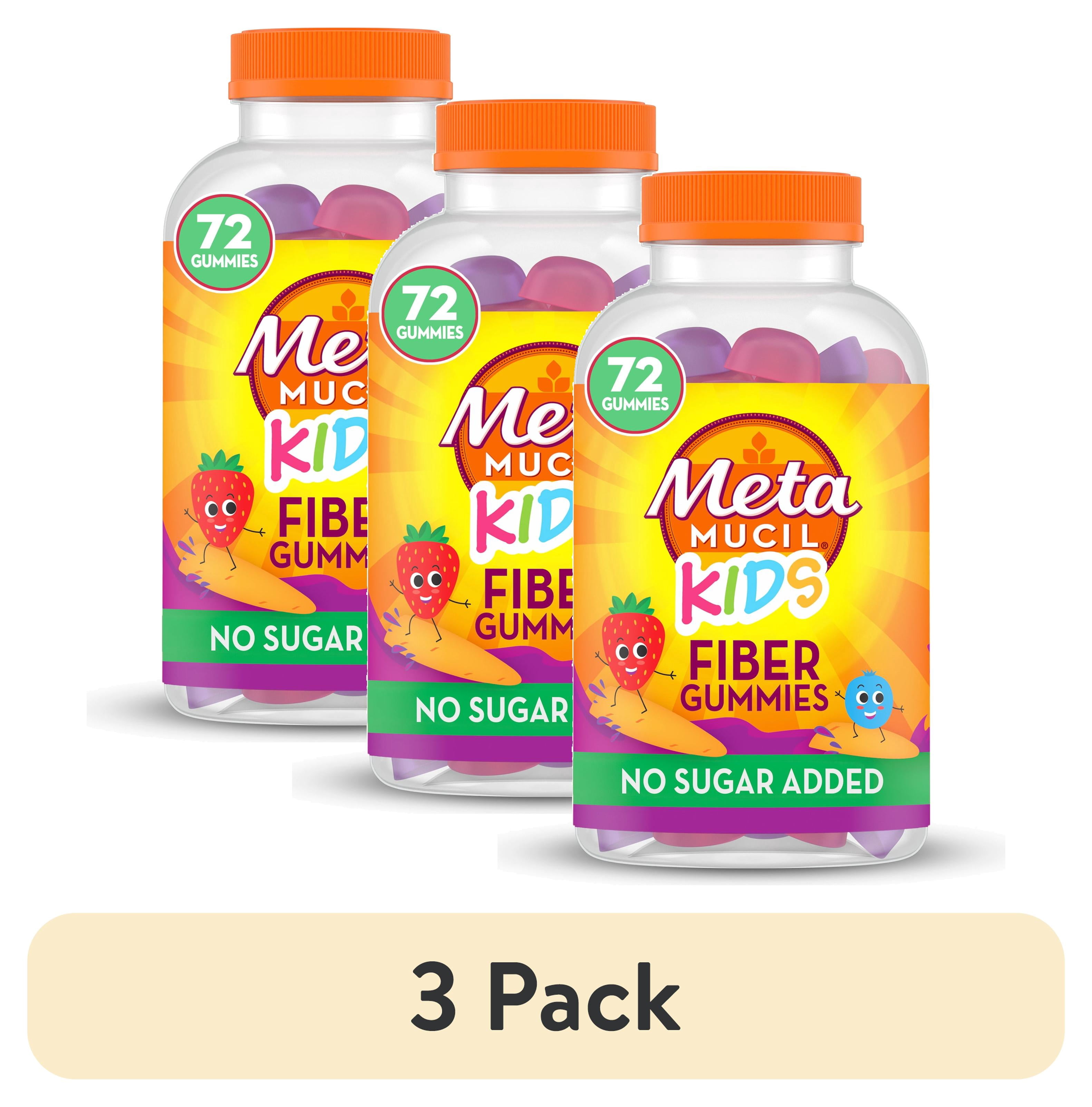 (3 pack) Metamucil Fiber Gummies for Kids, for Digestive Health, Mixed Berry, 72 Count