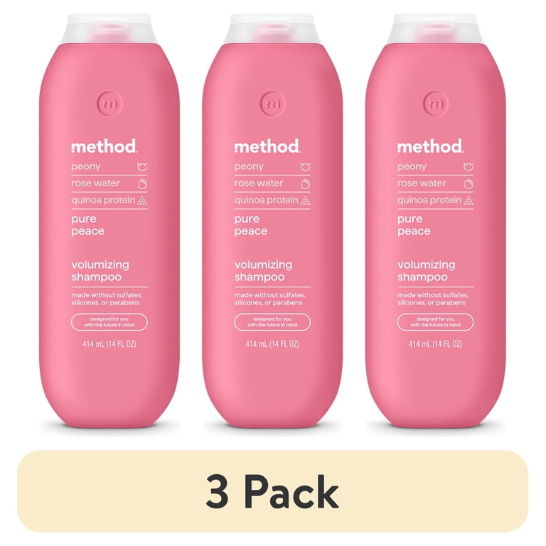 3 pack) Method Pure Peace Volumizing Shampoo - For Thicker, Fuller