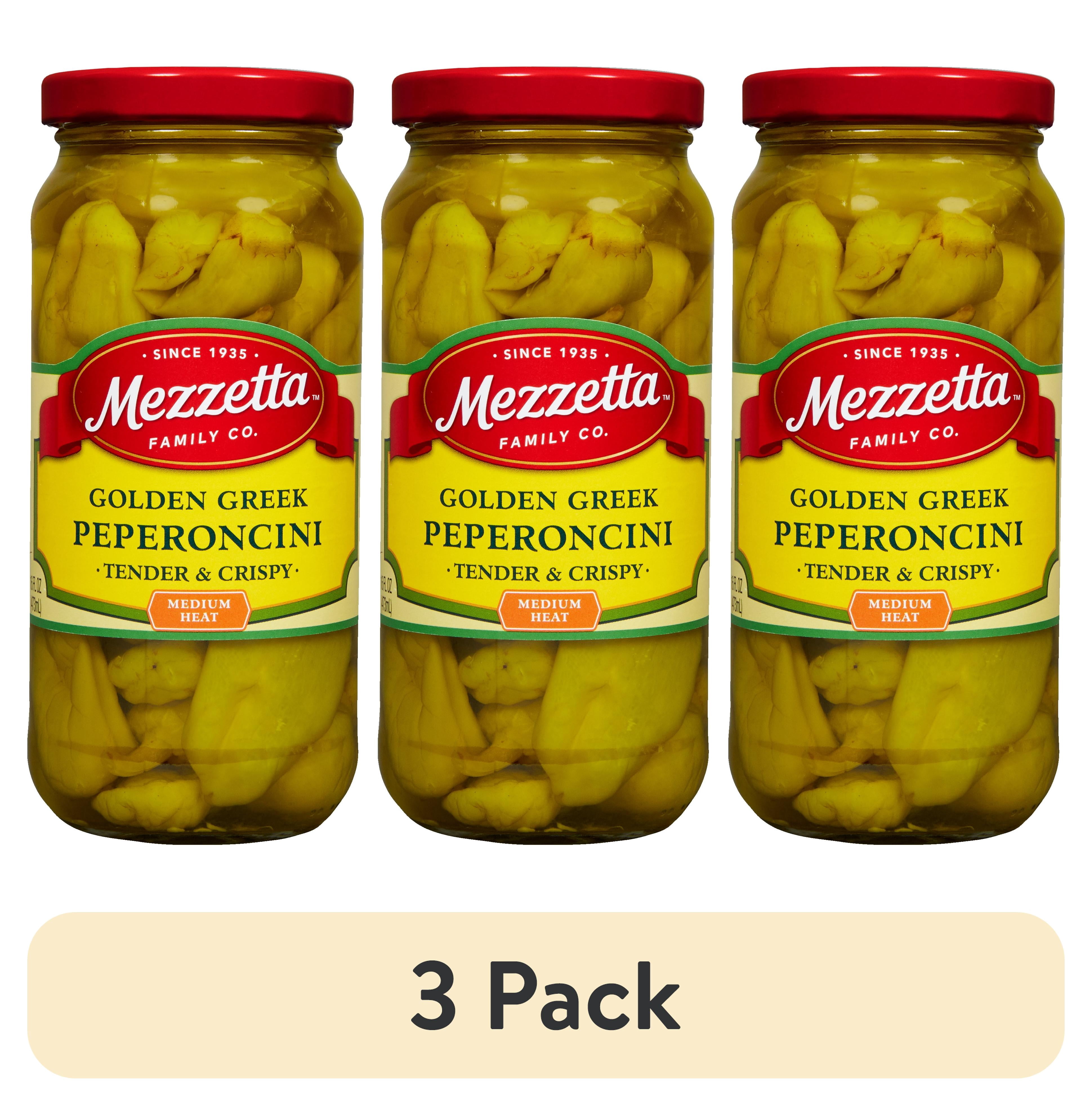 (3 pack) Mezzetta Golden Greek Peperoncini, 16 fl oz Jar