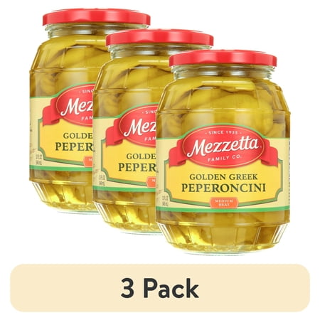 (3 pack) Mezzetta Golden Greek Peperoncini, 32 fl oz Jar