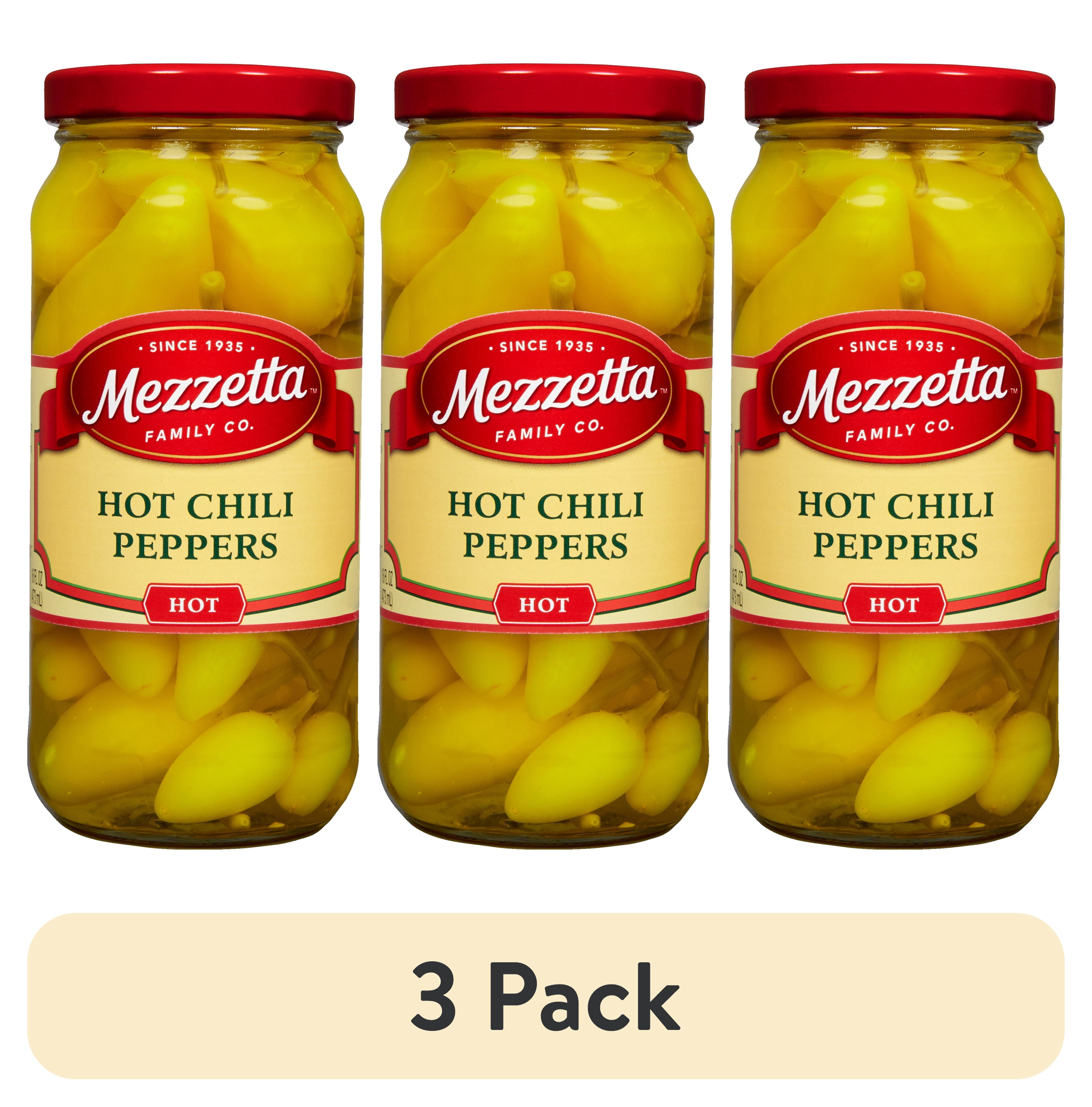 (3 pack) Mezzetta Hot Chili Peppers 16 fl oz Jar