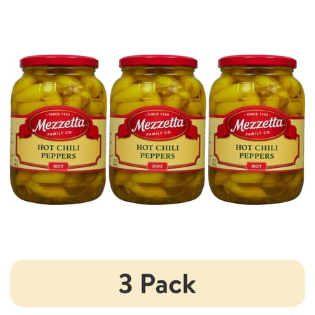 (3 pack) Mezzetta Hot Chili Peppers, 32 oz Jar