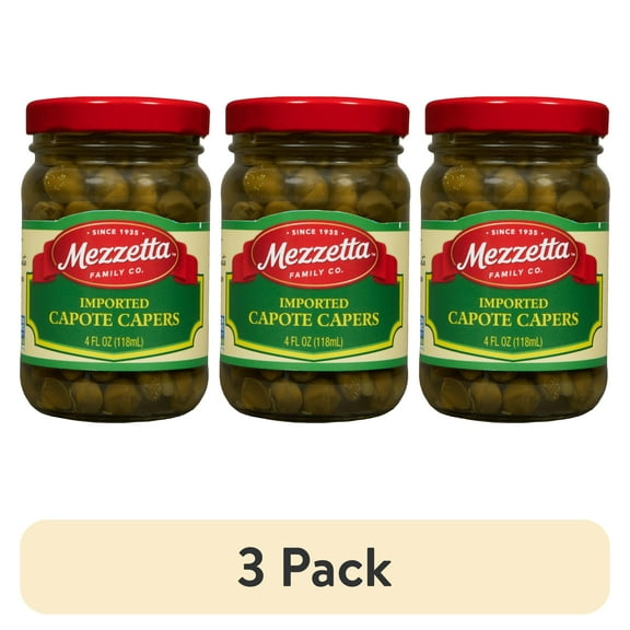 (3 pack) Mezzetta Imported Non-Pareil Capers, 4 fl oz Jar