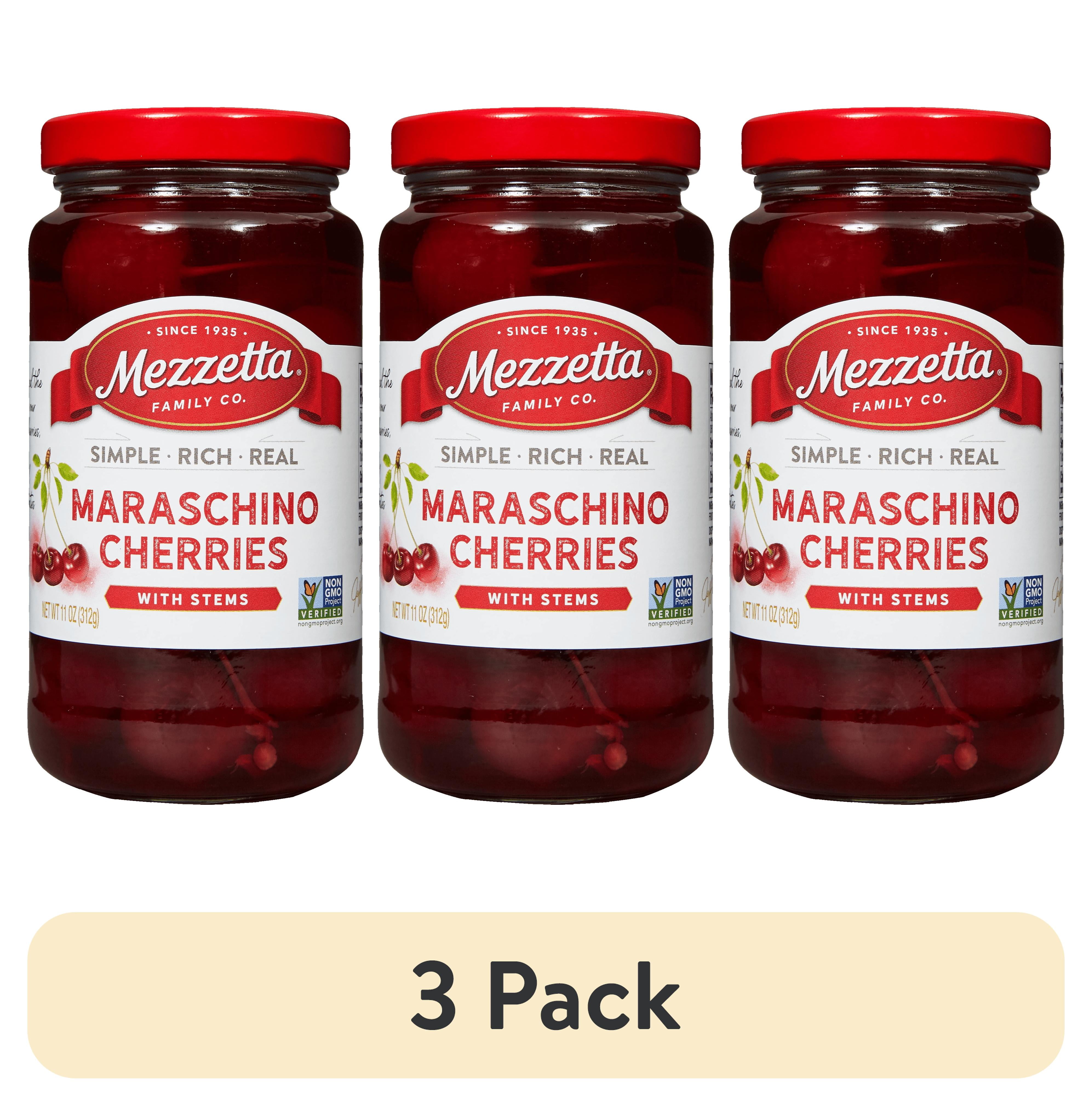 3 pack) Mezzetta Maraschino Cherries with Stems, 11 oz Jar
