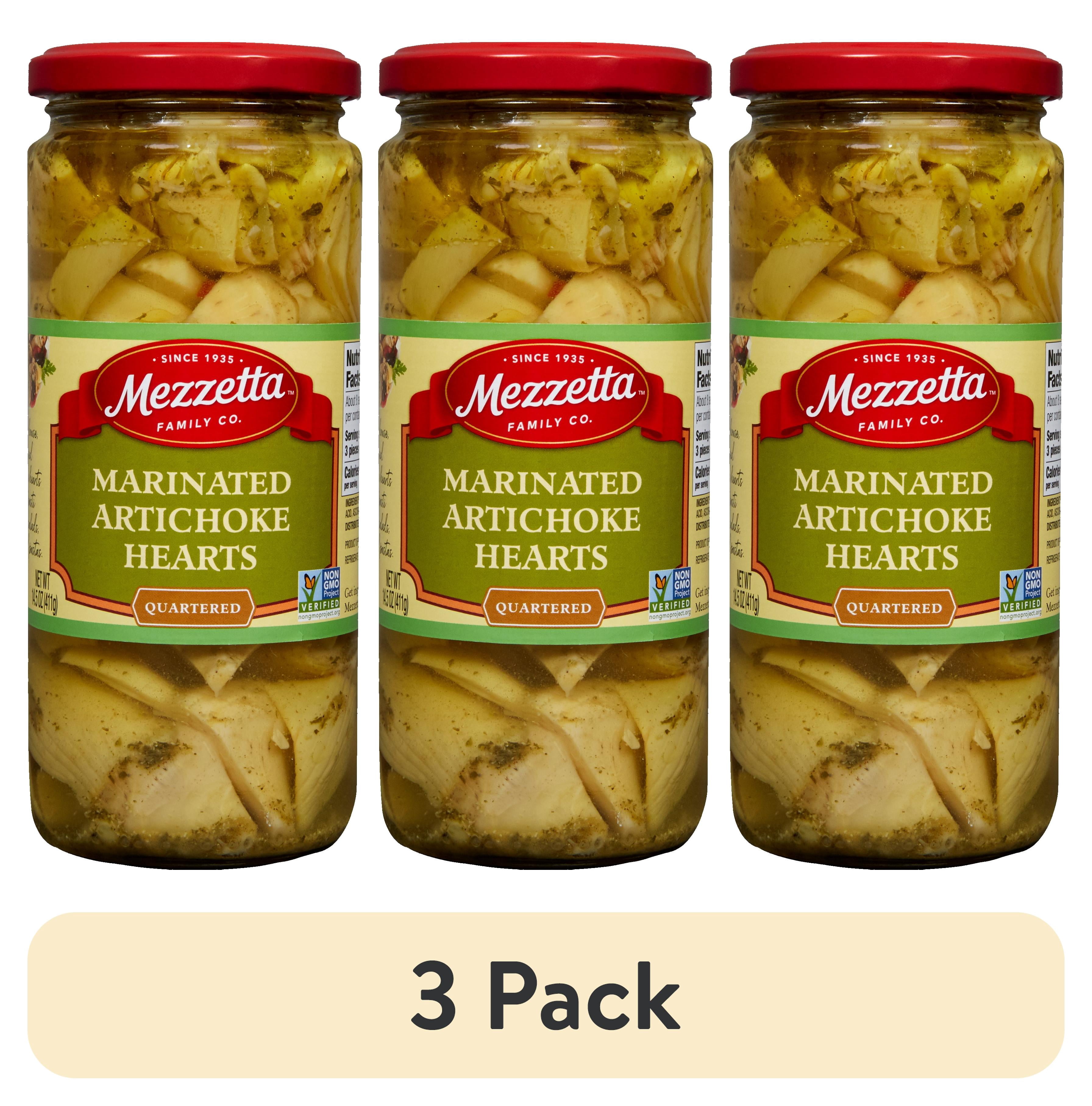 (3 pack) Mezzetta Marinated Artichoke Hearts Quartered, 14.5 oz Jar