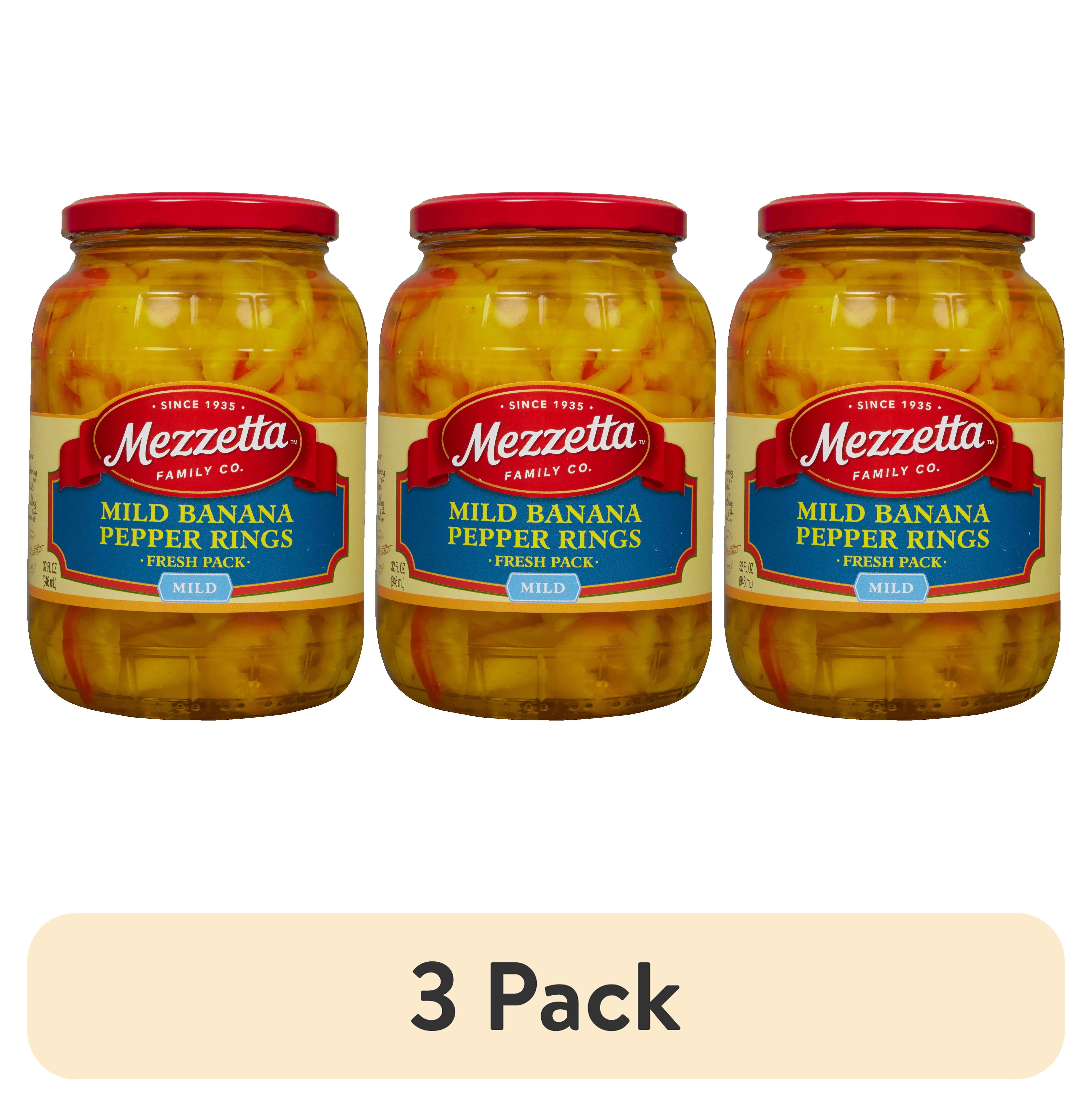 (3 pack) Mezzetta Mild Banana Pepper Rings, 32 fl oz Jar
