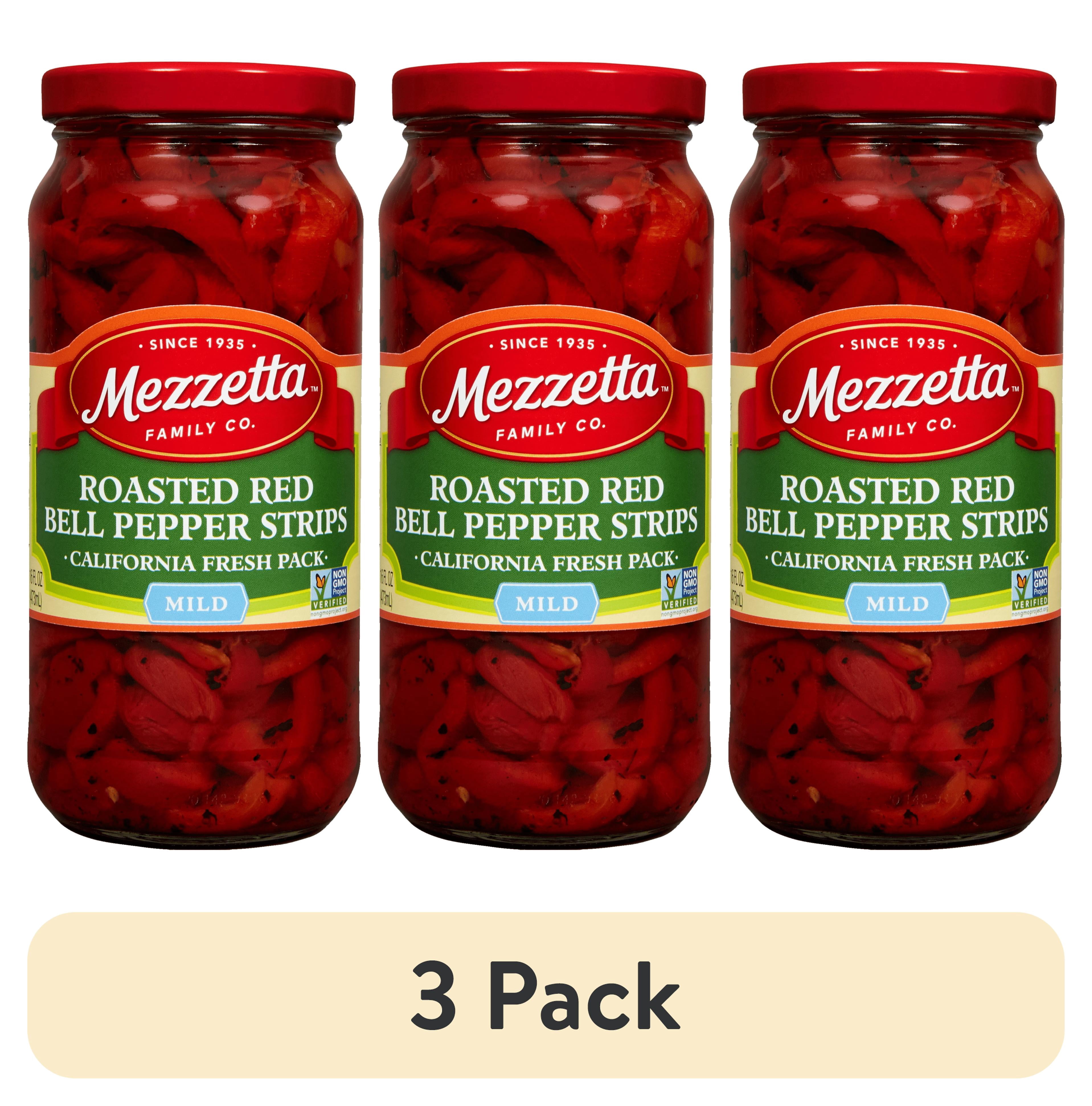 (3 pack) Mezzetta Roasted Red Bell Pepper Strips, 16 fl oz Jar