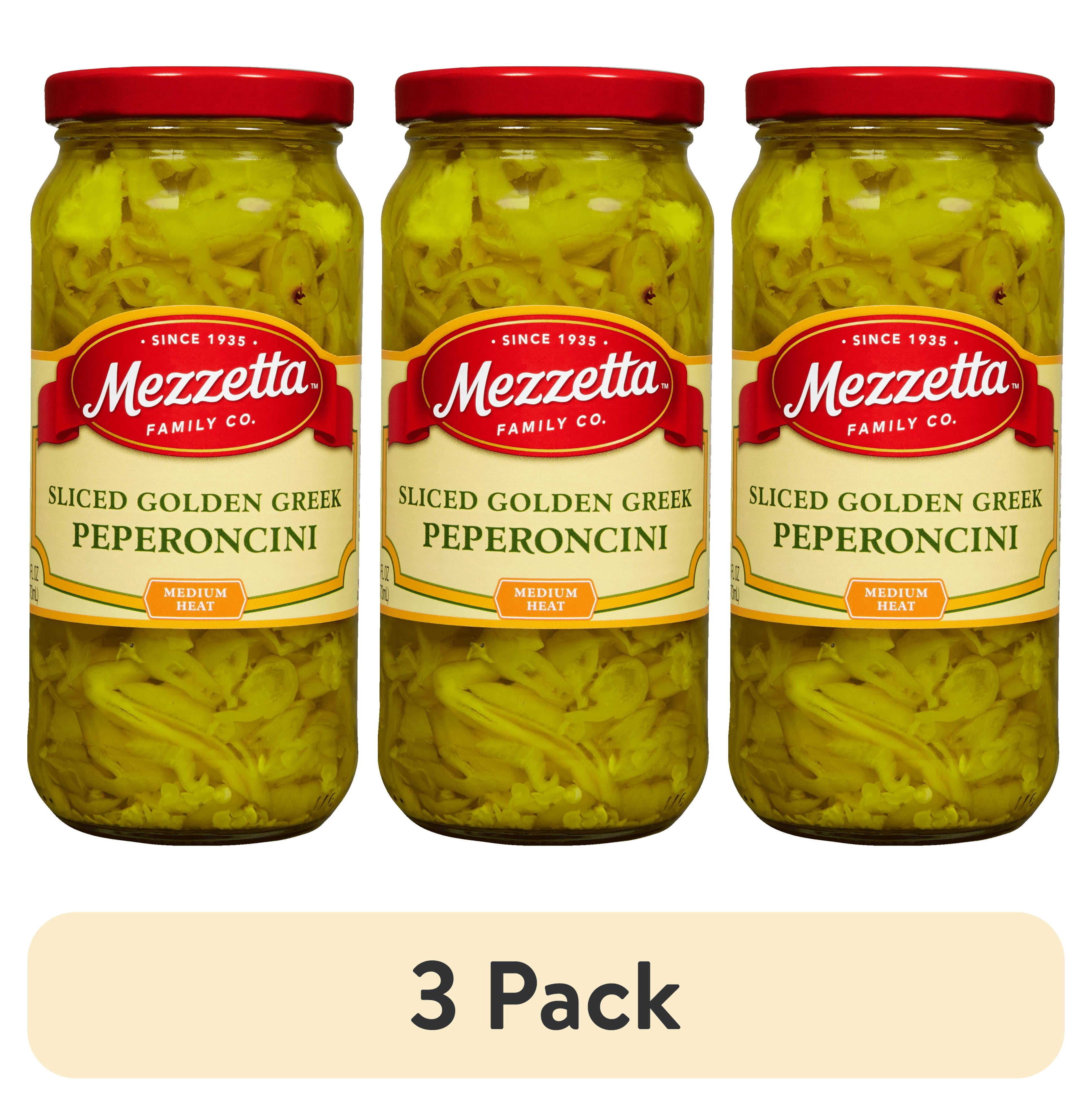 (3 pack) Mezzetta Sliced Golden Greek Peperoncini, 16 fl oz Jar