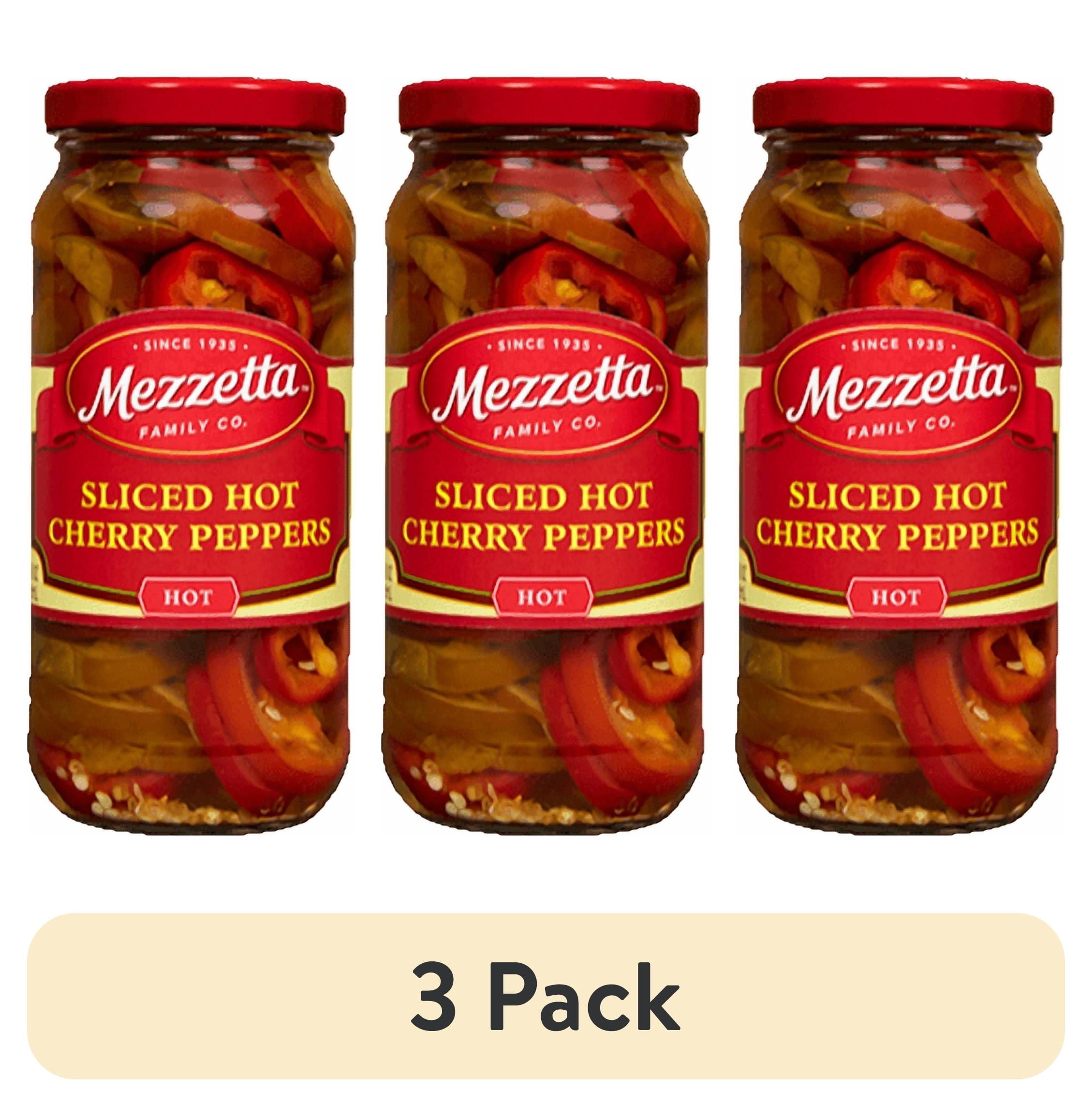 (3 pack) Mezzetta Sliced Hot Cherry Peppers, 16 fl oz