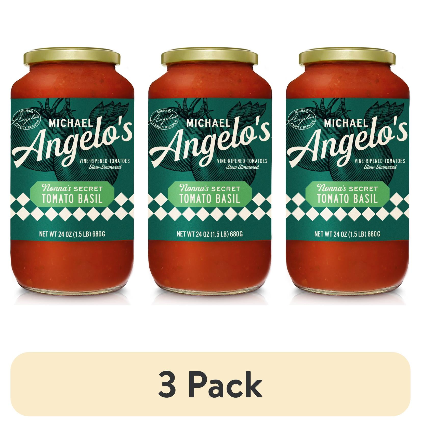 (3 pack) Michael Angelo's Nonna's Secret Tomato Basil Pasta Sauce, 24oz