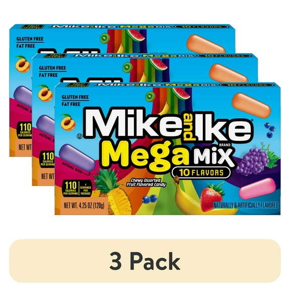 (3 pack) Mike and Ike Mega Mix Chewy Candy, 4.25 Ounce