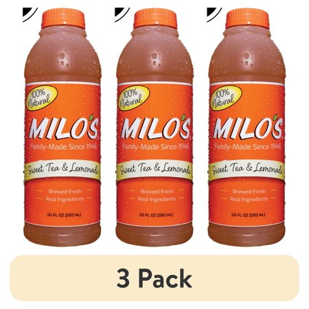 (3 pack) Milo's Sweet Iced Tea and Lemonade, Half and Half, 100% Natural, 20 fl oz Bottle