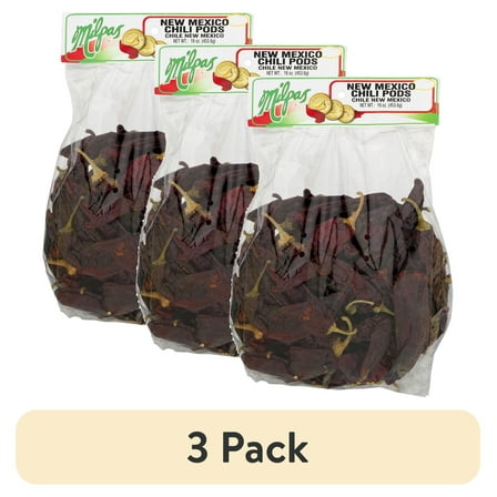 (3 pack) Milpas New Mexico Dried Chili Pods, 16 oz Bag