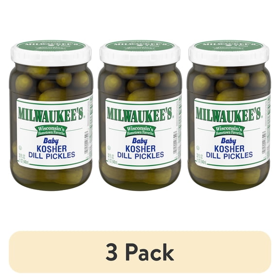 (3 pack) Milwaukee's Baby Kosher Dill Pickles, 32 fl oz.