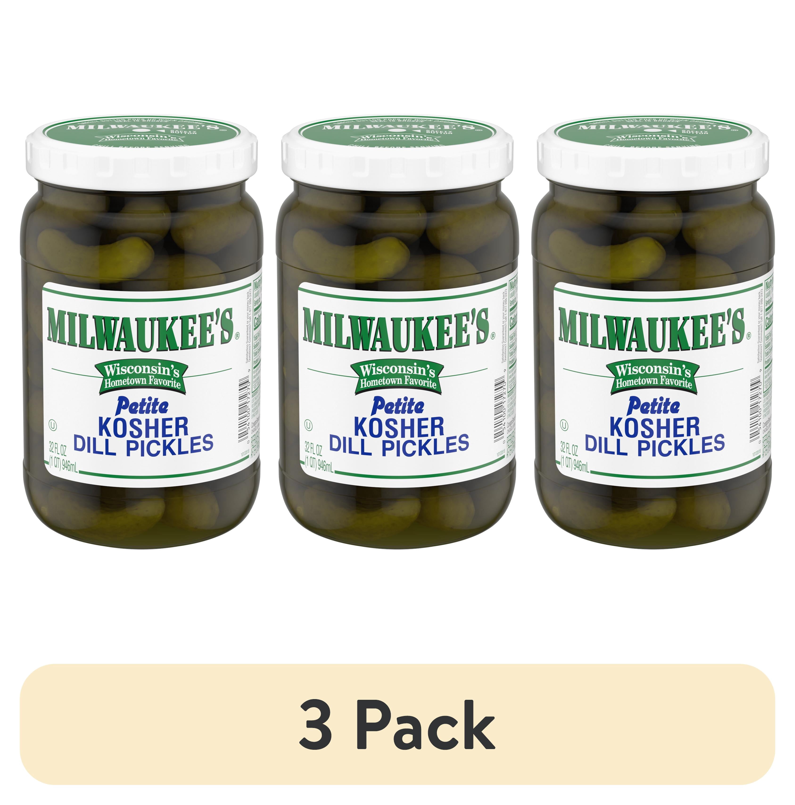 (3 pack) Milwaukee's Petite Kosher Dill Pickles, 32 fl oz Jar
