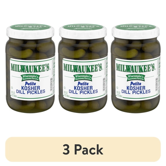 (3 pack) Milwaukee's Petite Kosher Dill Pickles, 32 fl oz Jar