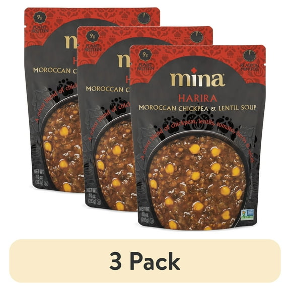 (3 pack) Mina Harira Chickpea & lentil Soup, 10oz