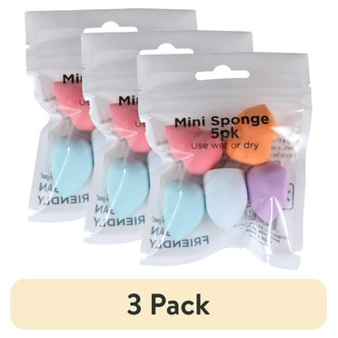 (3 pack) Walmart Mini Makeup Sponges for Wet or Dry Cosmetics, Latex-Free, Assorted Colors (5 Count)
