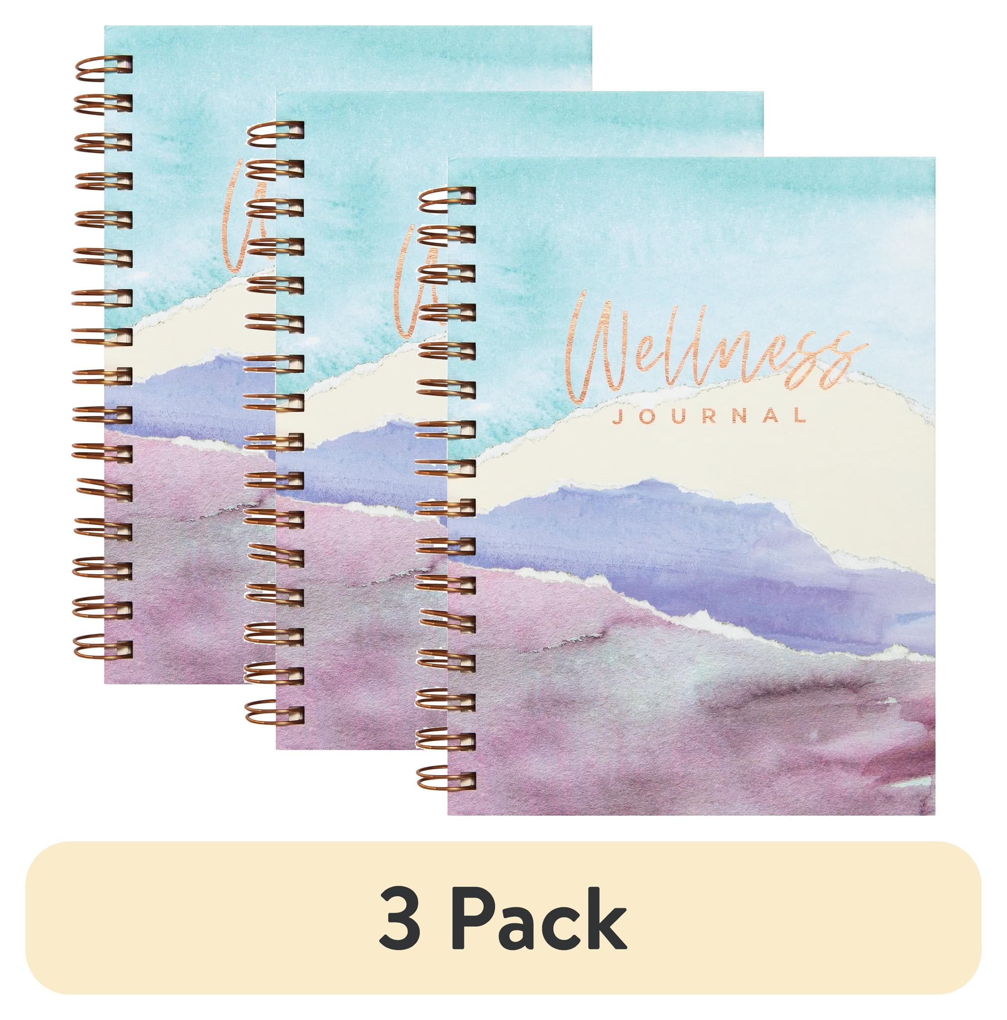 (3 pack) Mintgreen Spiral Journal, 200 Guided Pages, Recycled Paper, 6" x 8", Wellness