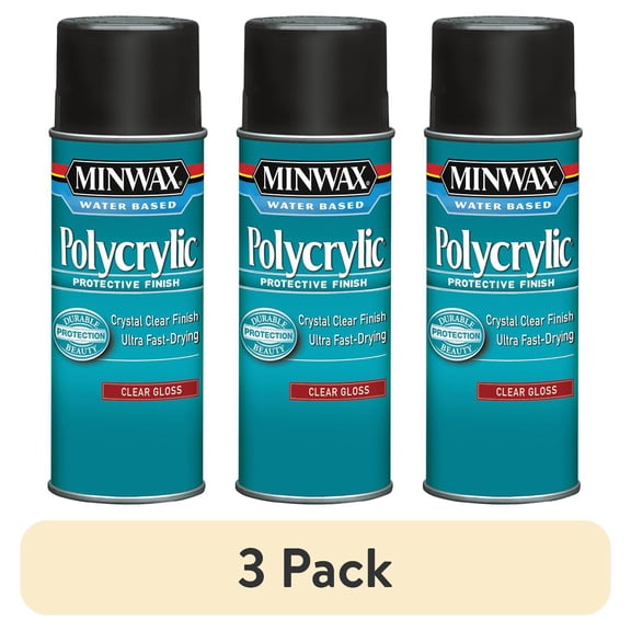 (3 pack) Minwax Polycrylic Protective Finish, Clear Gloss, Clear, 11.5 oz