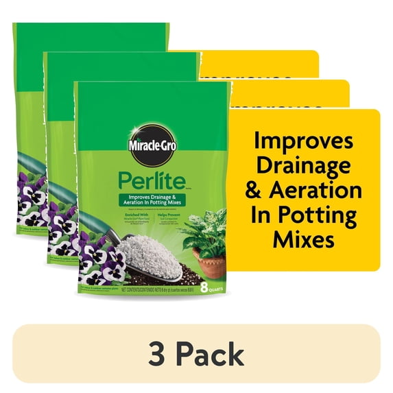 (3 pack) Miracle-Gro Perlite, 8 qt., Improves Drainage and Aeration in Potting Mixes