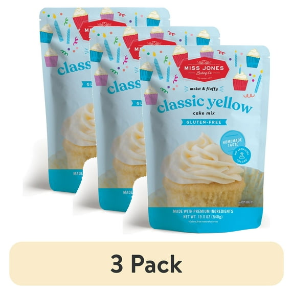 (3 pack) Miss Jones Baking Co. Gluten Free Classic Yellow Vanilla Cake Mix