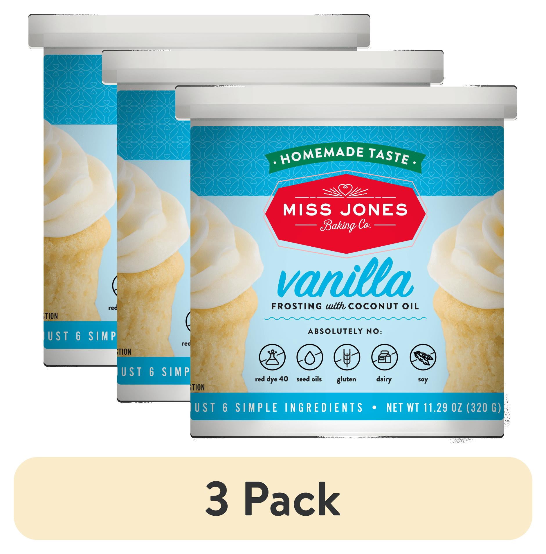 (3 pack) Miss Jones Baking Co. Natural White Vanilla Frosting, 11.29oz