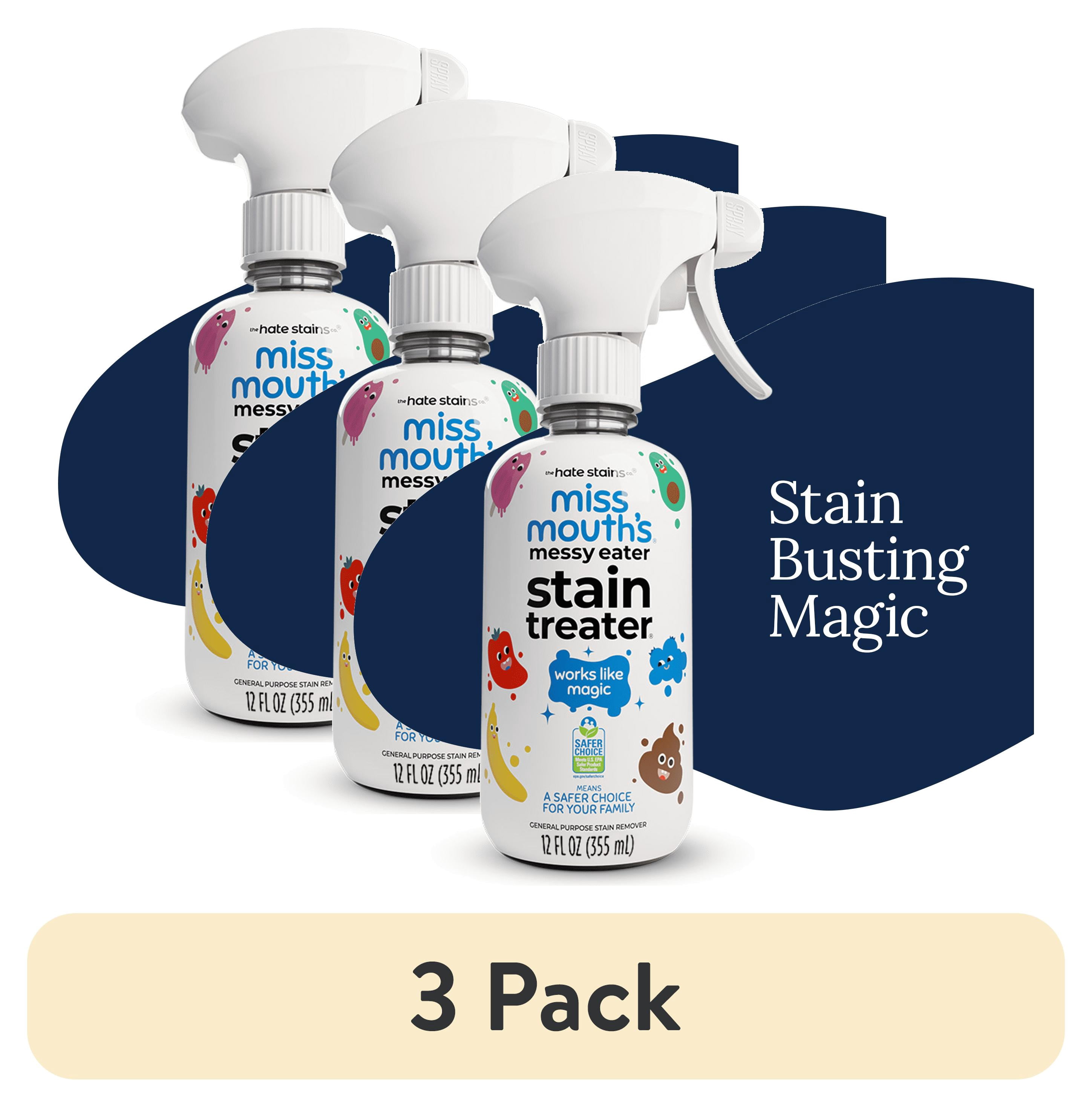 (3 pack) Miss Mouth's Messy Eater Stain Treater Spray for Baby & Kids, 12 fl oz, Newborn & Baby Essentials, Stain Remover for Food, Grease, Coffee & More, Gentle on Laundry, Fabric & Underwear